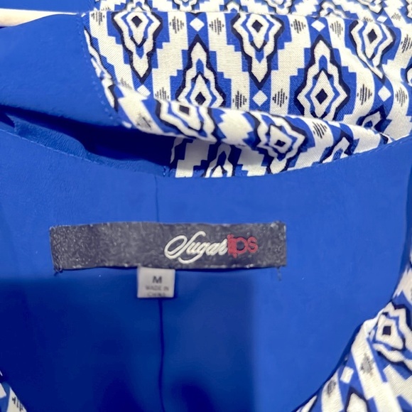 Sugarlips Blue Printed Sleeveless A-Line Summer Mini Dress Size M - Picture 7 of 8